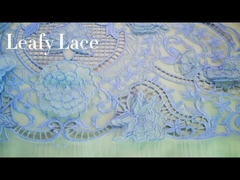 49 inci Blue Color Floral 3D Laser Embroidery Fabric Untuk Wanita Pakaian dan Desain Mode