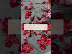 Koleksi Baru Sequin Merah Kain renda bordir 3D Bunga Elegant Kain bordir pernikahan