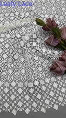 100% Poly Off White Geo Chemical Bordir Lace Fabric Untuk Pakaian Wanita