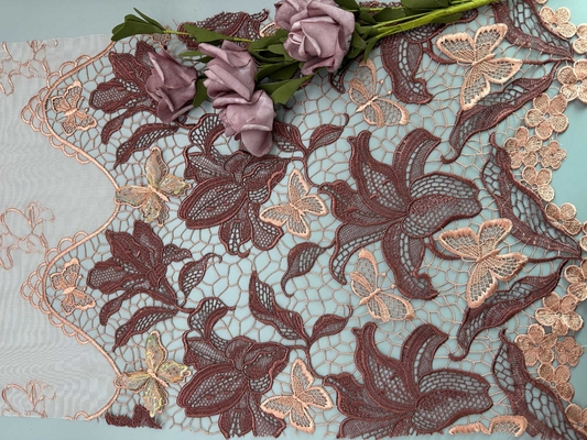 Kain Bordir Kupu-kupu 129CM 3D Untuk Gaun Wanita
