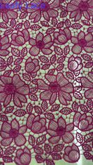 Fushcia Chemical Floral Bordir Kain Renda Lebar 119CM