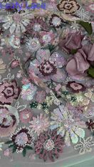 Semi Sheer Flower Sequin Kain bordir Untuk Wanita Pakaian Mode