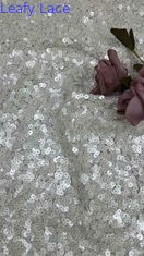 51 Inch Ivory Warna Berkualitas Tinggi Lingkaran Manik Sequin Jaring bordir renda Pakaian Kain Untuk Pakaian Malam