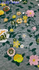 Warna Bunga Mawar Bunga Sequin Kain bordir untuk gaun DIY