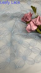 100% Nylon Full Width Light Blue Color Tulle Mesh Bordir Kain Berkelanjutan
