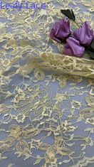 Kuning awet dan elegan bordir bunga mewah bordir kain renda kain pernikahan ulang tahun kesempatan