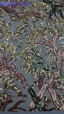Daun Sequin bordir renda kain tahan lama dan elegan kain mewah pesta pernikahan acara Sequin bordir kain
