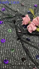 Daun mewah Sequin bordir renda kain 3D Bunga elegan kain bordir pernikahan