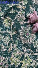 Custom Broderie renda kain elegan 3D bunga bordir mewah 100% kapas