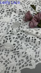 Kain renda Crochet Putih Sequin Bordir Kain renda Daun Mewah Pesta Pernikahan Kain