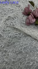 100% Polyester bordir Lusiate Sequin renda Kain Daun Mewah Pesta Malam Kain