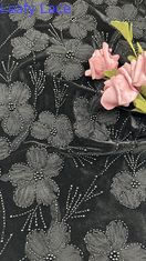 Perhiasan 3D Kain renda bunga Kain bordir elegan dan bernapas Kain renda Sequin Kain acara mewah
