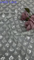 Kain Bunga 3D Daun Sequin Elegant Mesh Lace Kain Mewah Pesta Malam Kain