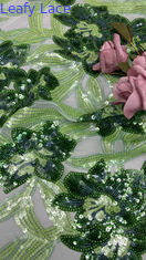 100% Polyester 3D Kain Bunga Sequin Elegant Shine Mesh Lace Kain Mewah Pesta Malam Kain