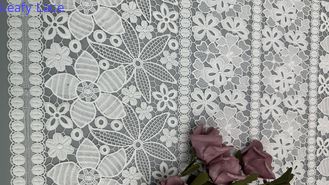 Kain renda bunga putih bordir kain eyelet lembut dan elegan untuk membuat gaun