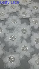 Kain renda Chantilly Prancis untuk Mesh Breathe 3D-Floral Premium renda Sequin Kain Mewah