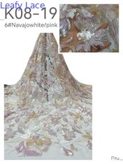 Daun Sequin kain bordir 3D Flower Mesh Ground Untuk gaun wanita Desain fashion