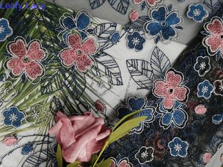 Kain Lurex Poliester Berwarna Lace 80 Yards Navy Pink
