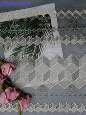 Kain Tulle Bordir Putih Geometris Kain Renda Pengantin Mewah