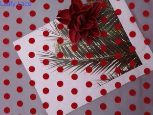 Kain Jaring Berbondong-bondong Polka Dot Tulle Merah Besar