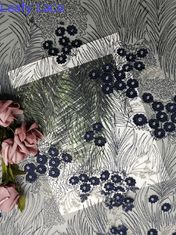 60 Yards Navy 3D Kain Renda Bordir Bunga Crochet