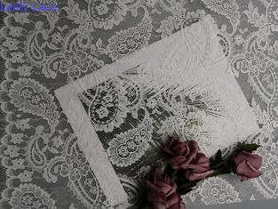 Kain Renda Pengantin Perancis Chantilly Paisley Putih Ringan