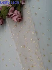 Kain Metalik Bentuk Bintang Tulle Mesh Wanita Gaun Foil Printing Coating