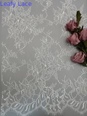 100% Nilon 145 CM Kain Renda Bunga Putih Tulle Mesh Bordir Kain Renda Lembut
