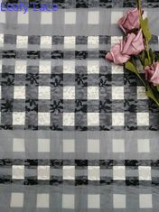 Pola Kotak-kotak Bordir Bergaris Renda kain cetak kotak-kotak