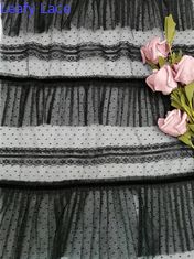 Black Dot Foil Printing Lipit Crinkle Mesh Kain Tulle Hancur