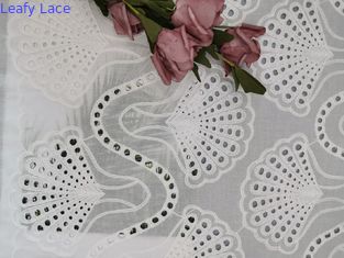 Pola Kerang Renda Pengantin Putih Kain Lubang Bordir 100% Cotton