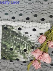 Linear All Over Spot Polyester Lace Potong Black Tulle Mesh