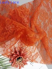 Orange Nylon Delicate French Chantilly Lace Fabric For Women Dress