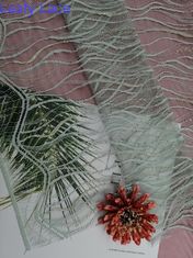 French Chantilly Eyelash Metallic Lace Fabric With Scallop
