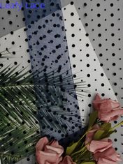 Navy Dot Tulle Berbondong-bondong Mesh Fabric Untuk Lady Evening Dress