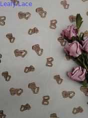 Heart Tulle Lace Printed Flocked Mesh Fabric Untuk Pakaian Anak-anak