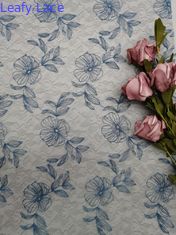 Kain Renda Bordir Voile Biru Bunga Tulle Mesh