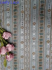 Pola Geometris Renda Berwarna Kain Bordir Payet Voile