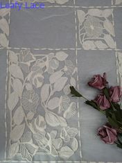 Beige Cotton Bordir Corded Fabric Bed Floral Tulle Cloth