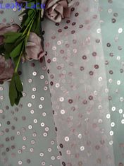 Kain Bordir Payet Transparan Merah Muda Organza Tulle Untuk Pakaian
