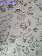 Warna Champagne Payet Kain Bordir Gadis Gaun Renda Mesh Payet