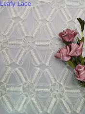 Kain Renda Crochet Putih 3D Floral Lace Fabric Mesh Cording Bordir