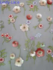 Kain Bordir Payet Warna-warni 3D Floral Seuqin Beaded Lace Fabric