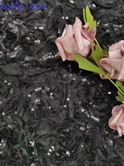 Kain Renda Bordir Hitam High End Payet Untuk Gaun Malam