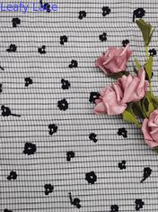 Flower Tulle Flocked Mesh Fabric Mesh dengan desain berkelompok