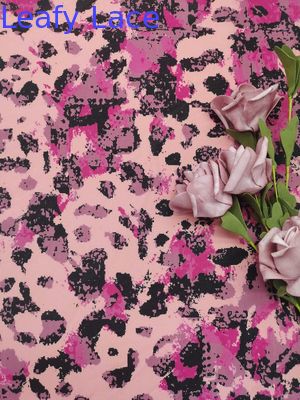 Oeko Tex 100 Approved Leafy Printed Lace Fabric Complete Nylon Mesh Lining