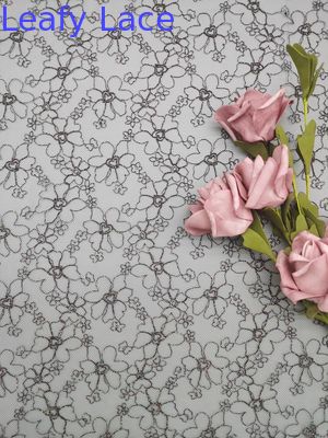 125cm Embroidered Lace Netting Fabric Full Nylon Mesh OEKO TEX Standard 100