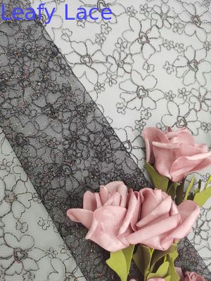 125cm Embroidered Lace Netting Fabric Full Nylon Mesh OEKO TEX Standard 100