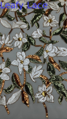 Delicate Floral Mesh Sequin Embroidered Fabric  For Home  Decoration Lady garment