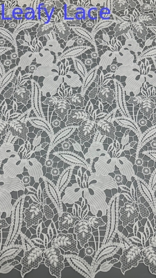 3D Embroidered Chemical Lace White Water Solube Lace Fabric For Lady Garment